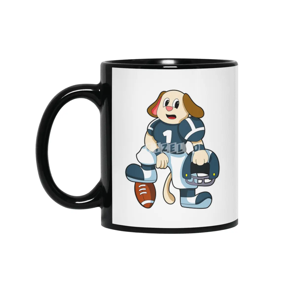Dog at Sports with Football & Jersey Siyah Kupa