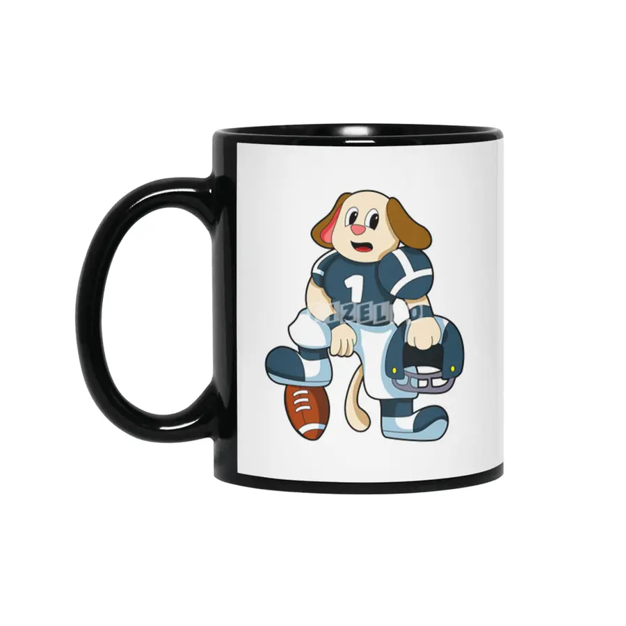 Dog at Sports with Football & Jersey Siyah Kupa