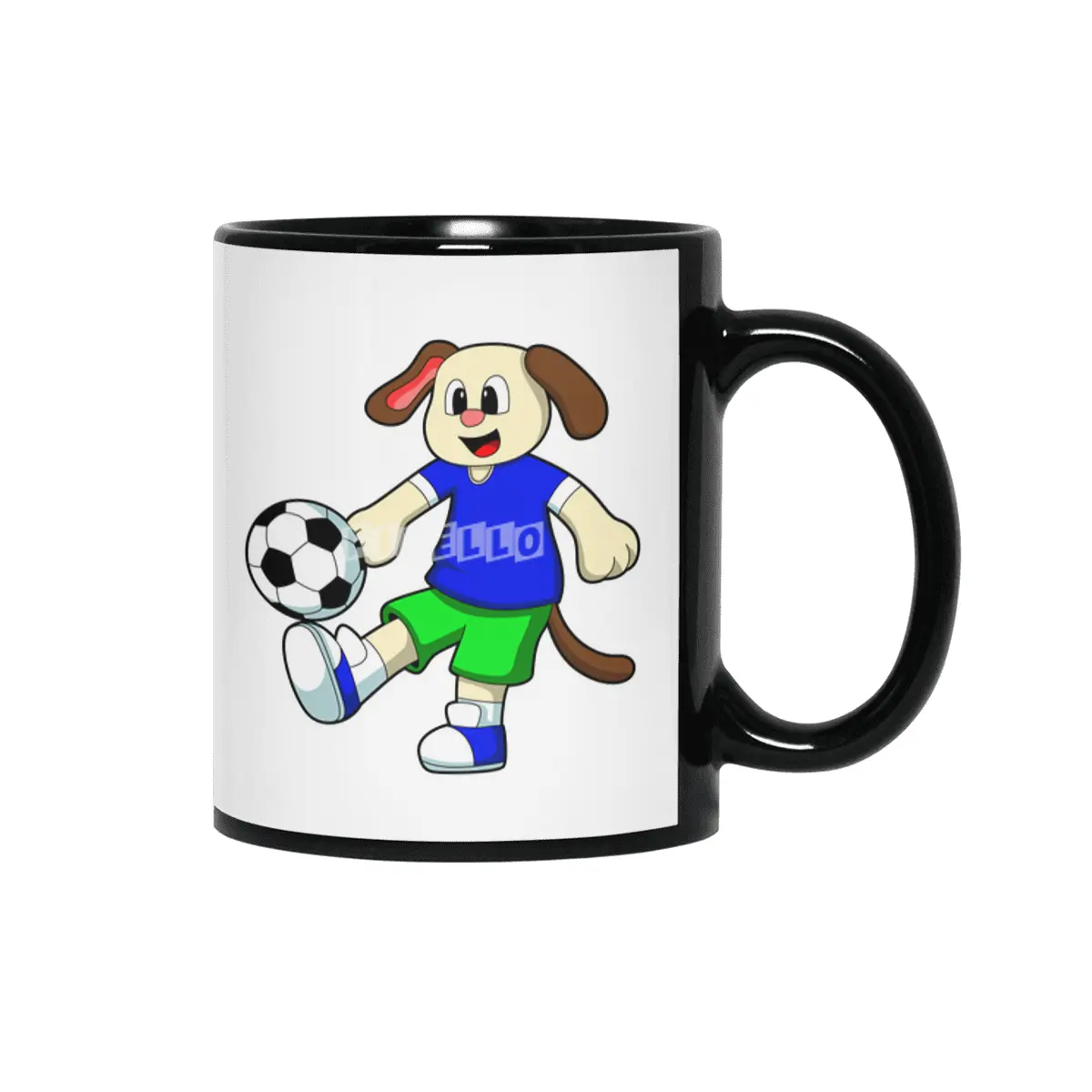 Dog at Sports with Soccer Siyah Kupa