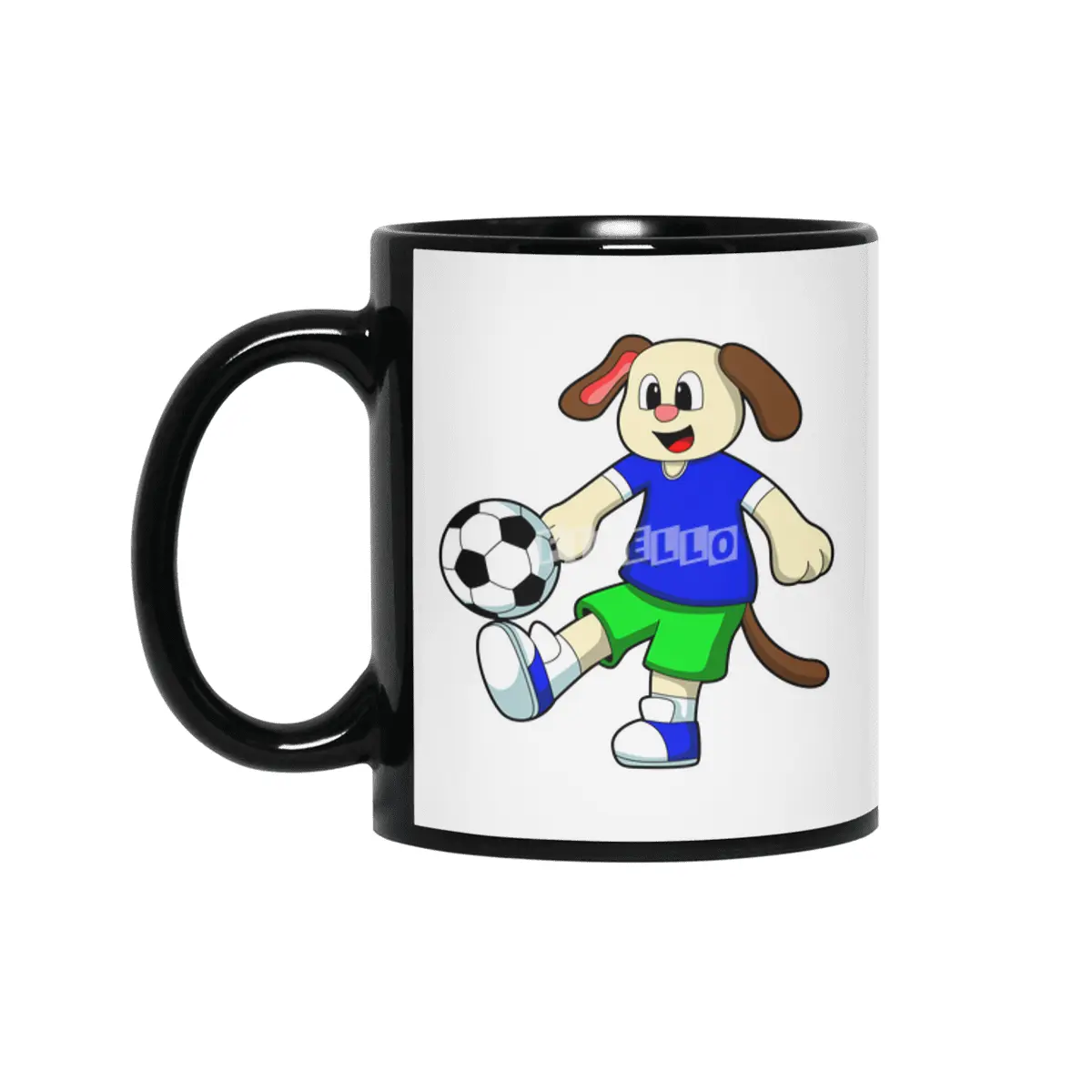 Dog at Sports with Soccer Siyah Kupa