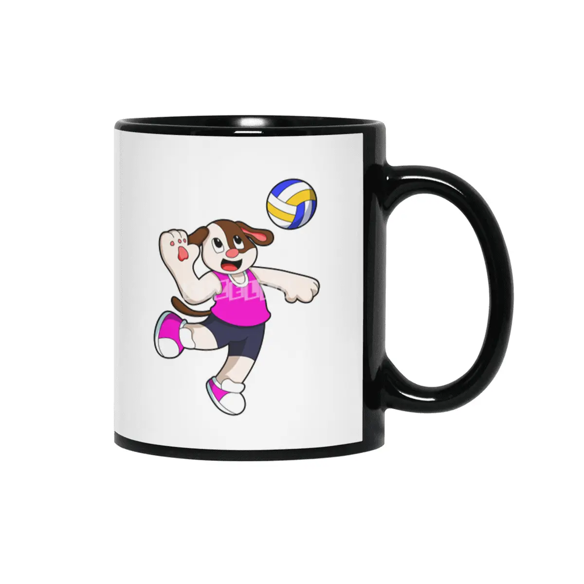 Dog at Sports with Volleyball Siyah Kupa