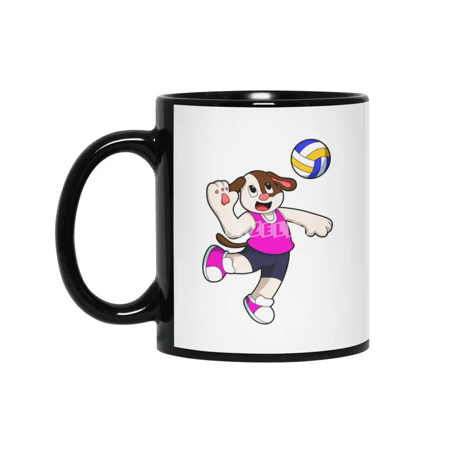 Dog at Sports with Volleyball Siyah Kupa