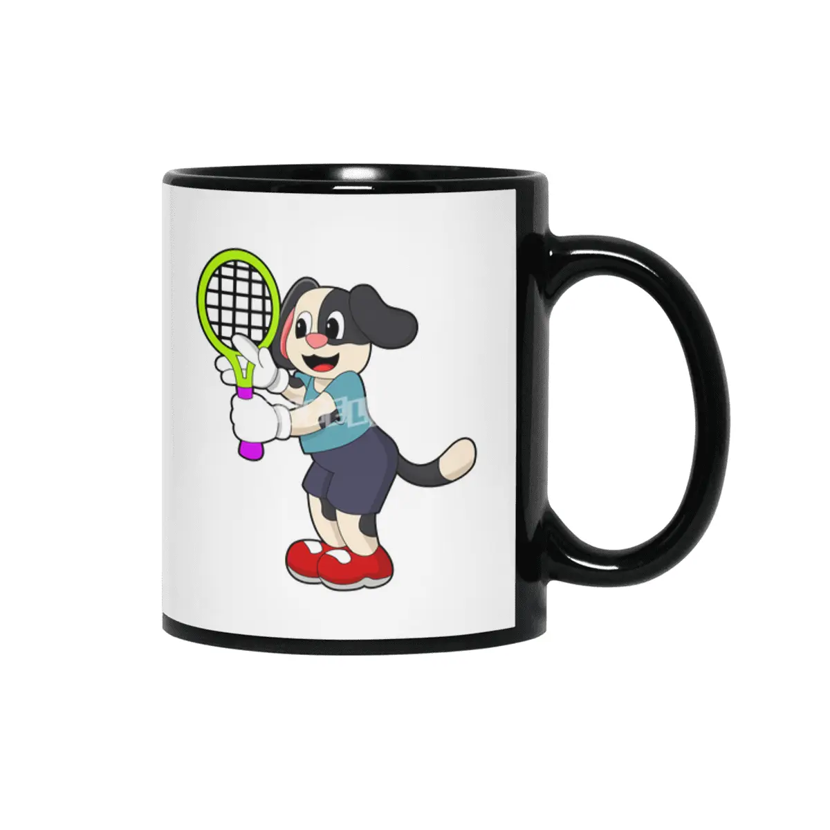 Dog at Tennis with Tennis racket Siyah Kupa