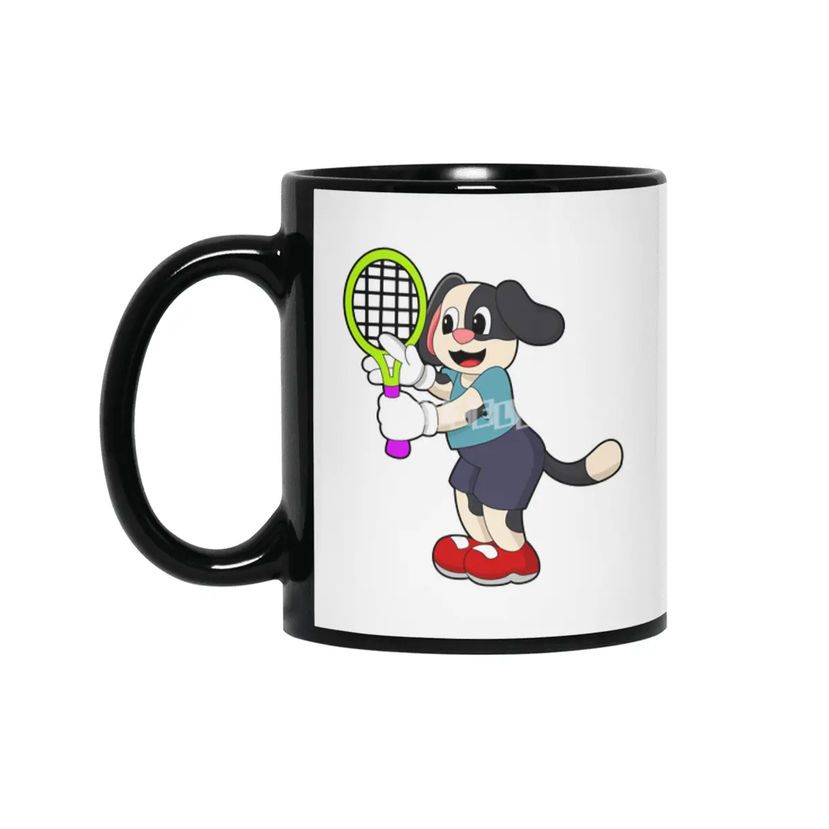 Dog at Tennis with Tennis racket Siyah Kupa