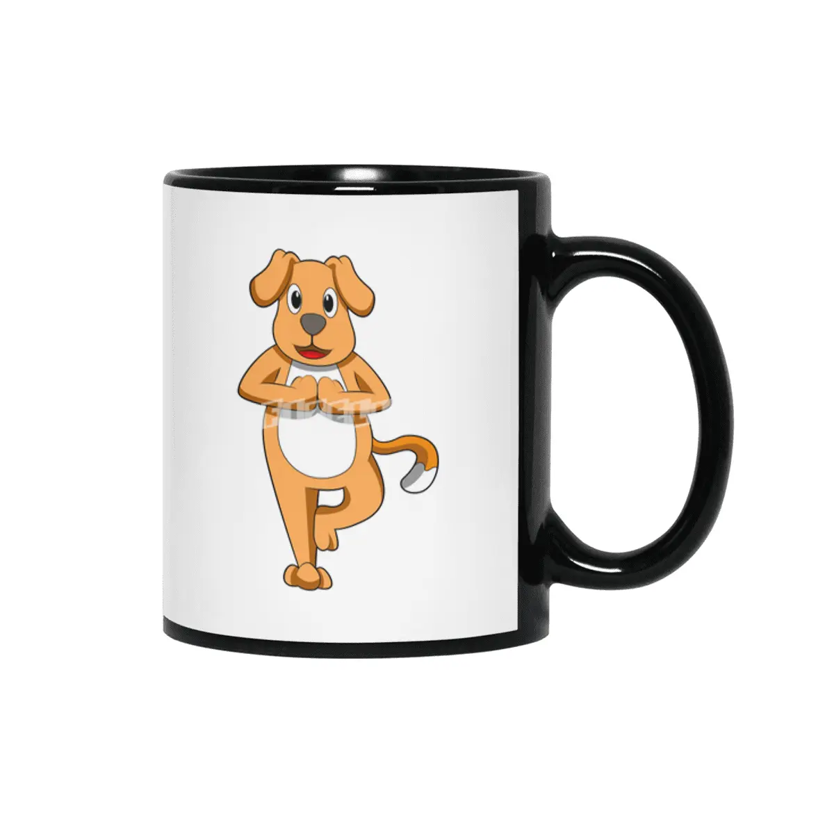 Dog at Yoga Stretching exercises Siyah Kupa