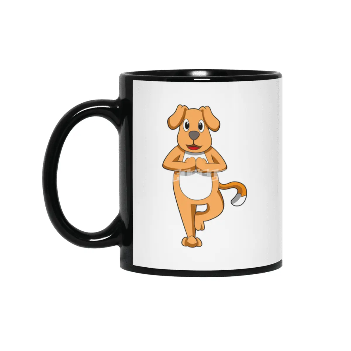 Dog at Yoga Stretching exercises Siyah Kupa