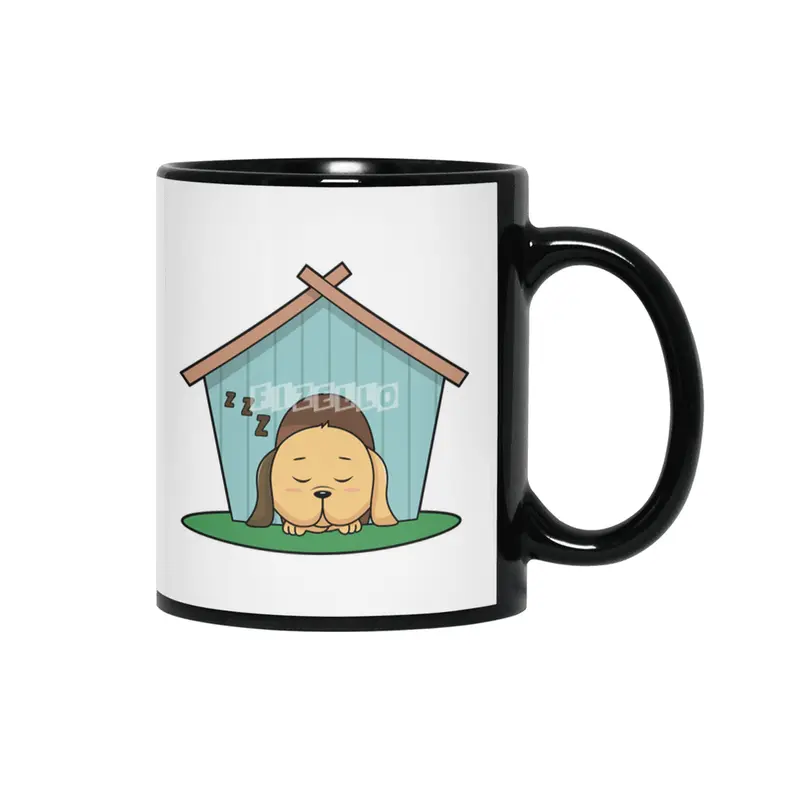 Dog in Dog house Siyah Kupa