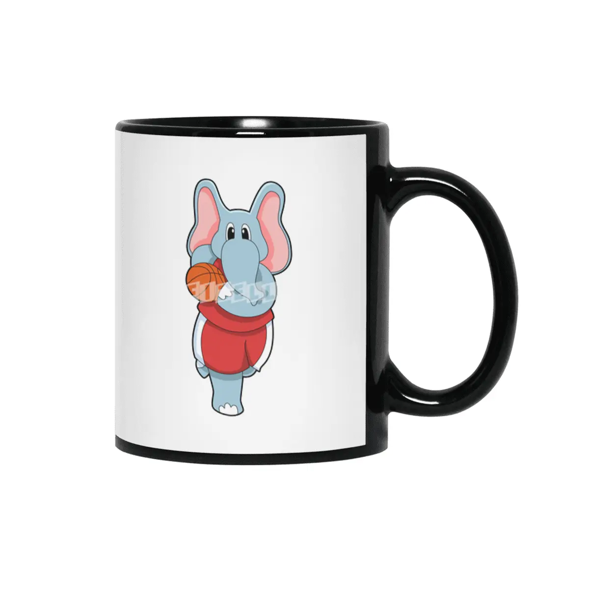 Elephant as Basketball player with Basketball Siyah Kupa