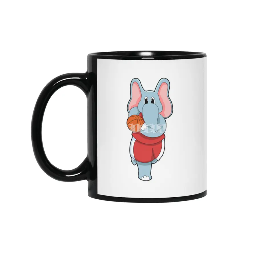 Elephant as Basketball player with Basketball Siyah Kupa