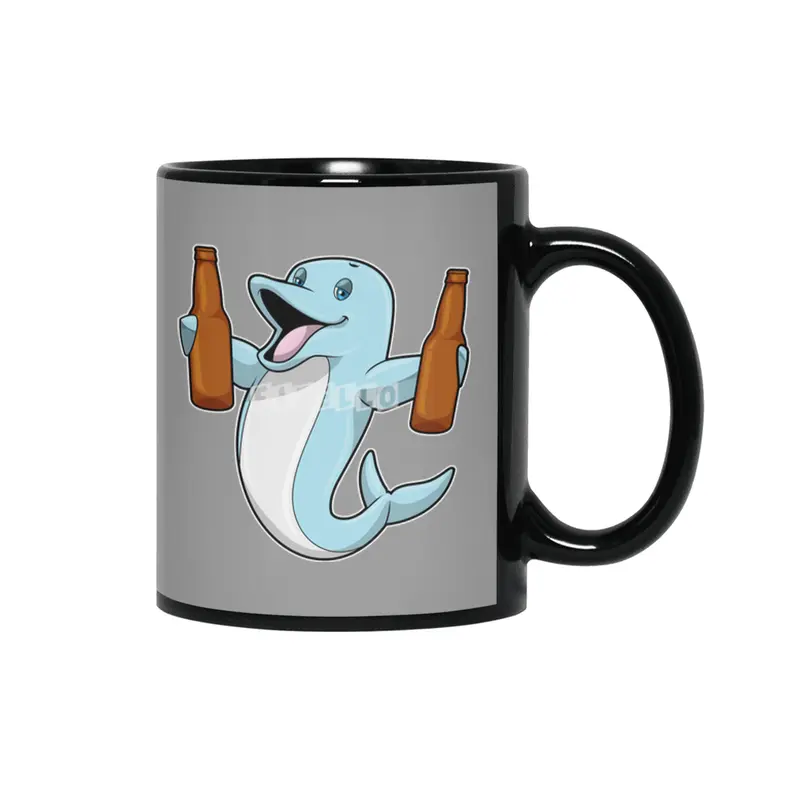 Dolphin with Bottles of Beer Siyah Kupa