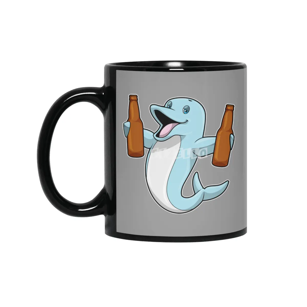 Dolphin with Bottles of Beer Siyah Kupa