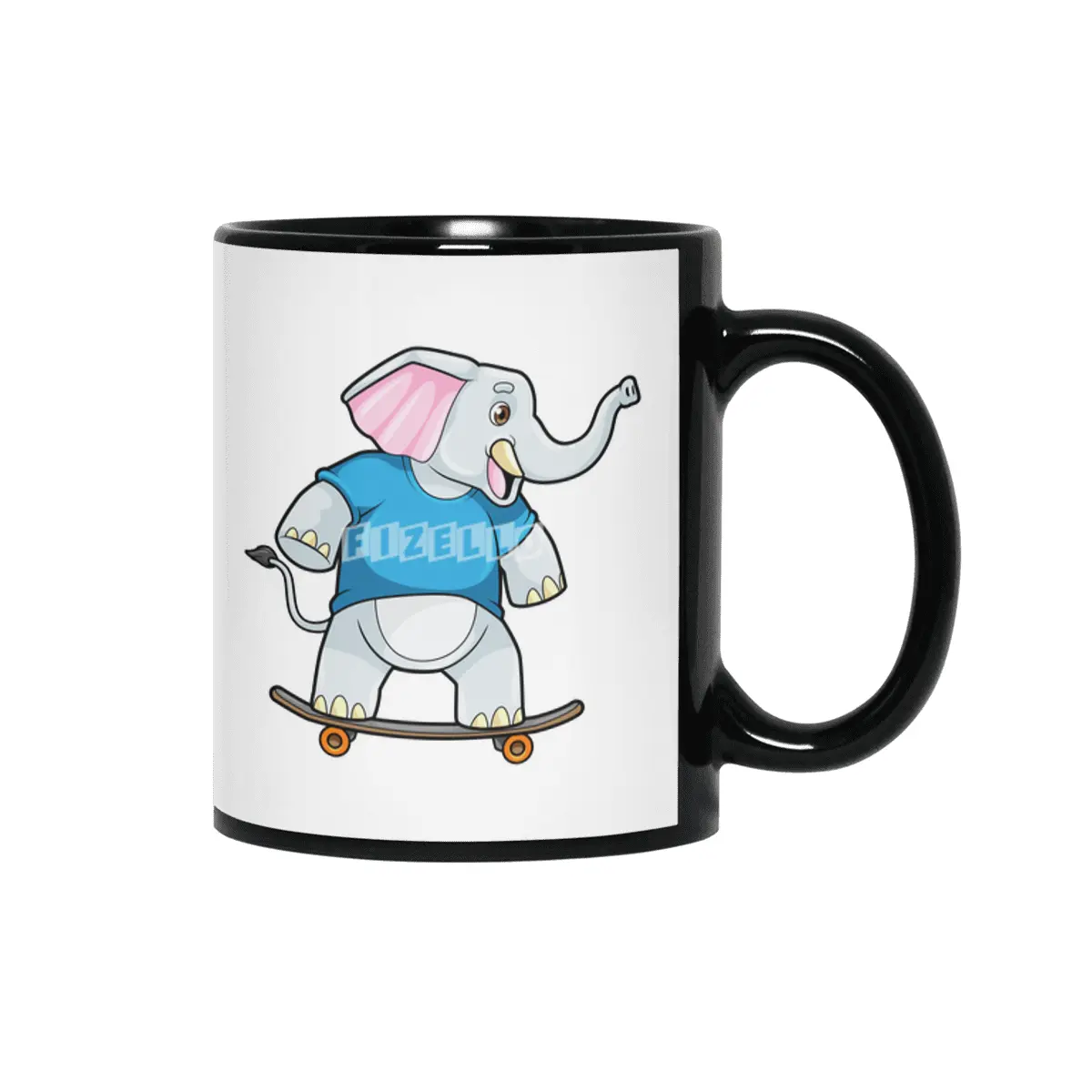 Elephant as Skater with Skateboard Siyah Kupa