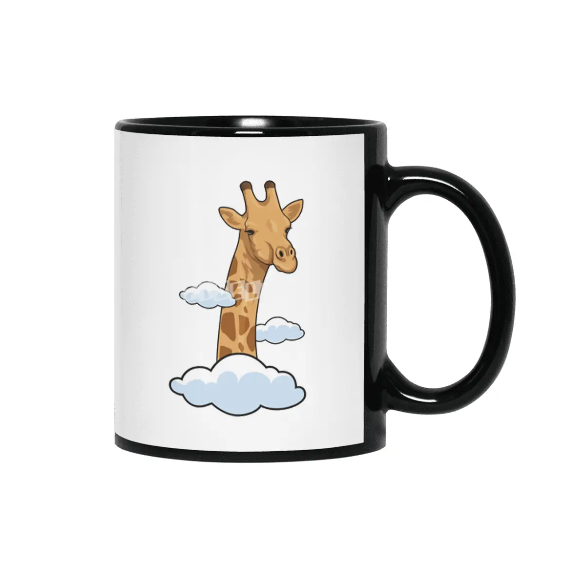Giraffe with Clouds Siyah Kupa