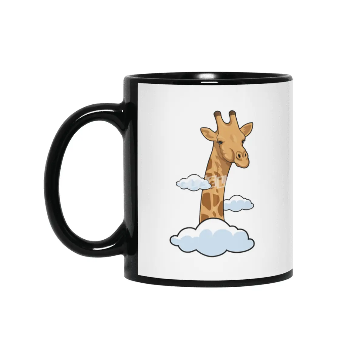 Giraffe with Clouds Siyah Kupa