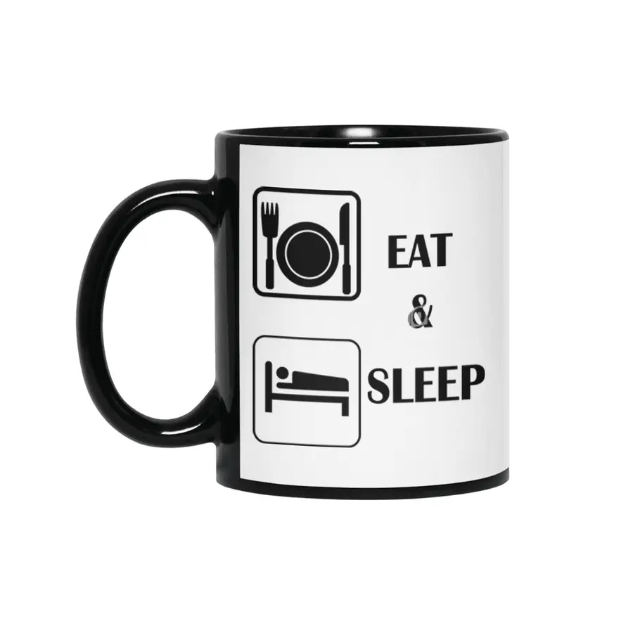 eat and sleep Siyah Kupa