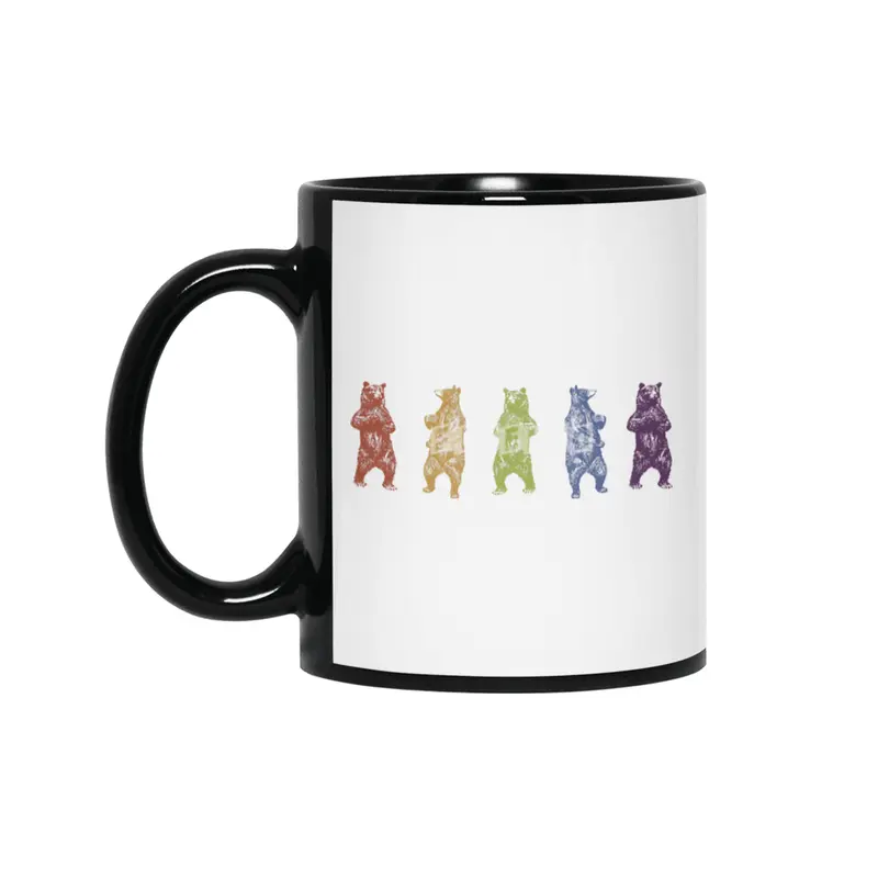Dancing Rainbow Bears Siyah Kupa