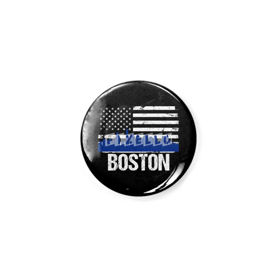 Boston Skyline Silhouette on Distressed American Flag Açacak