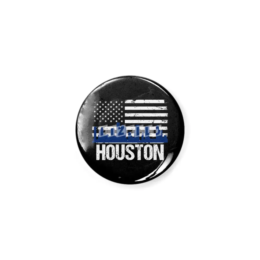 Houston Skyline Silhouette on Distressed American Flag Açacak