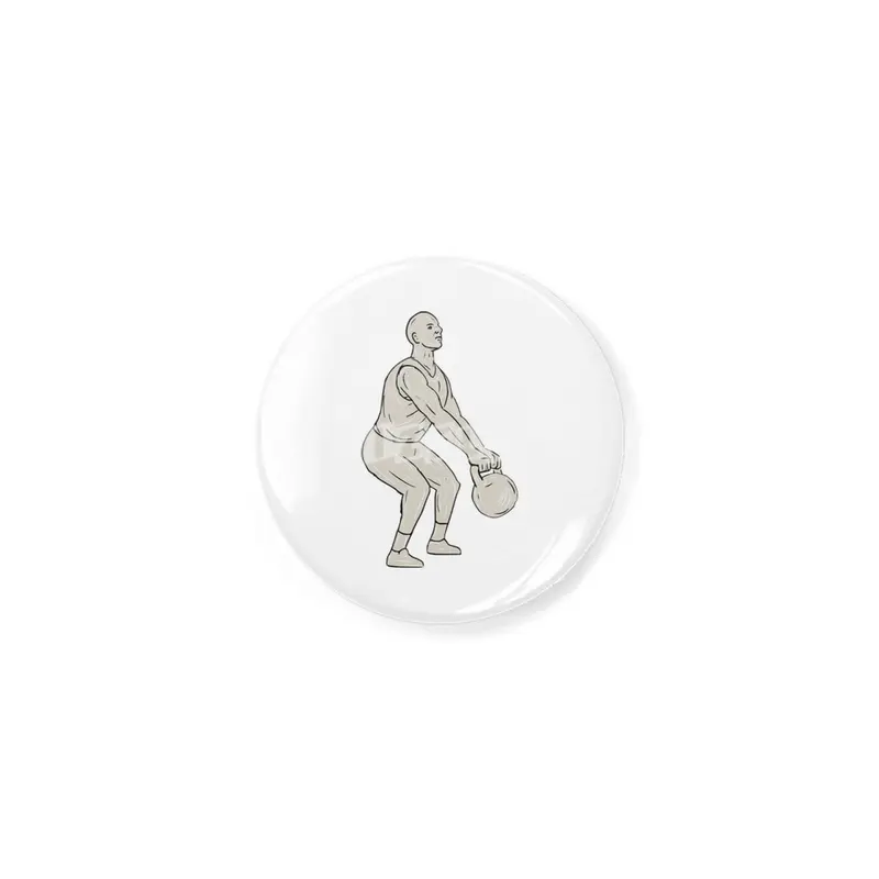 Athlete Fitness Squatting Kettlebell Drawing Açacak