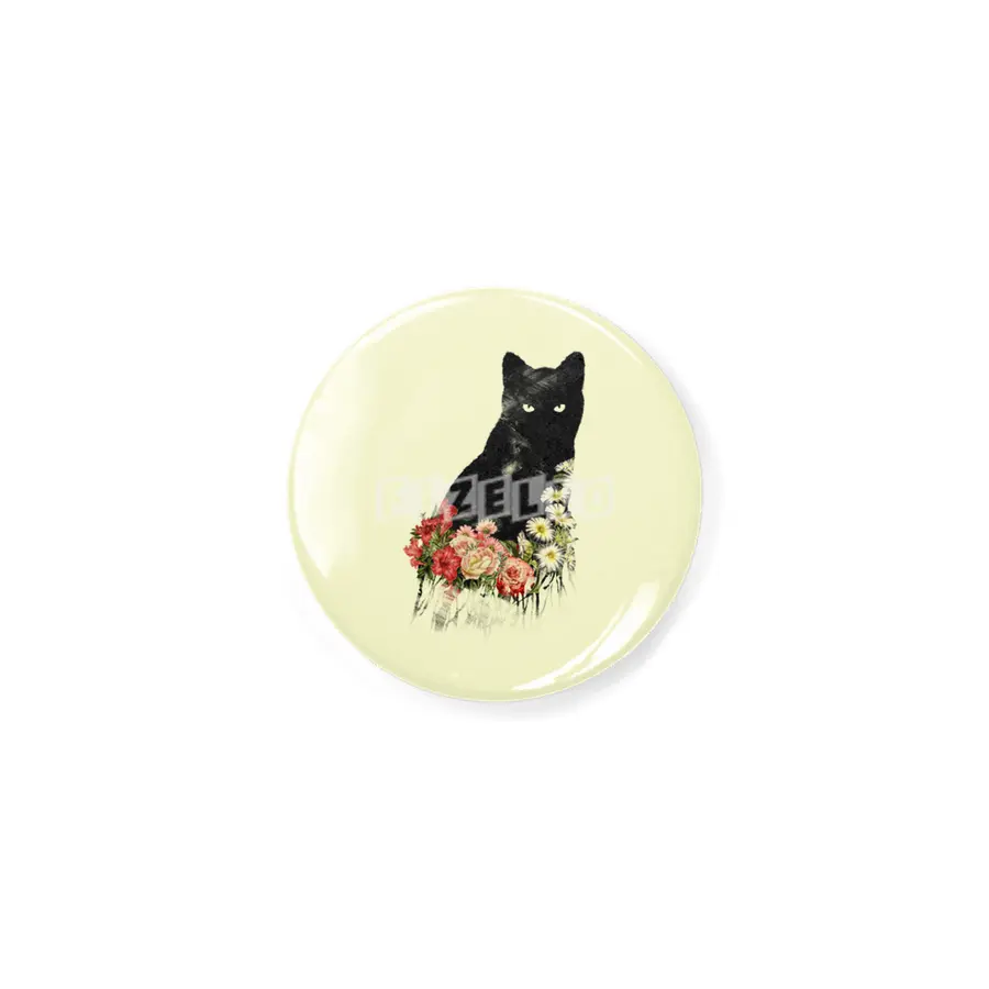 Black Cat Vintage Flower Good Luck Açacak