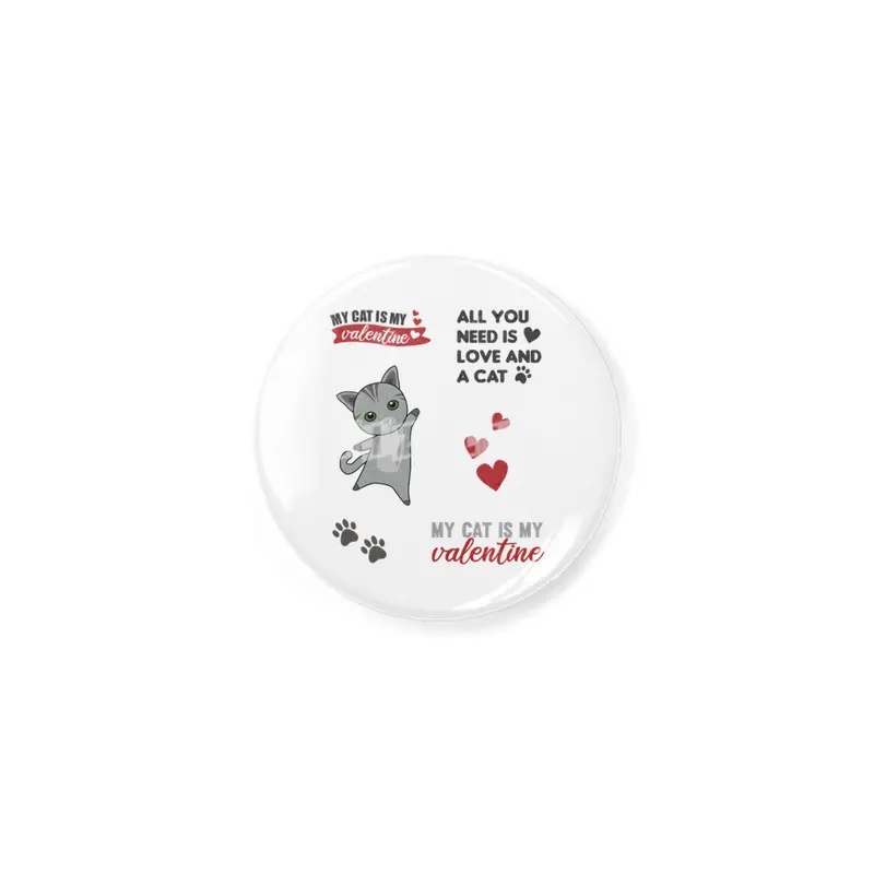Cat Sticker Set My Cat Is My Valentine Gray Açacak