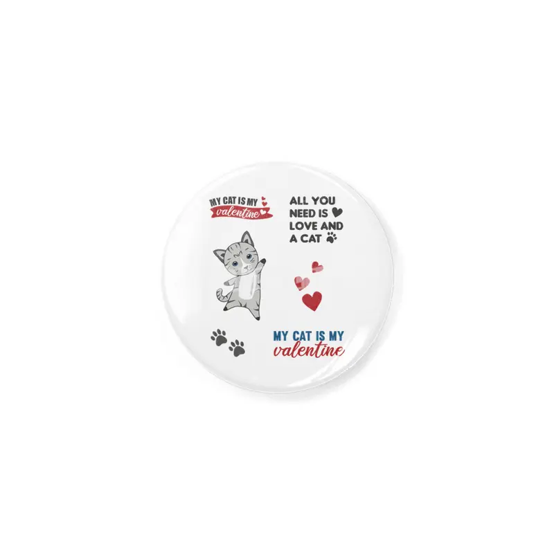 Cats Sticker Set My Cat Is My Valentine Light Gray Açacak