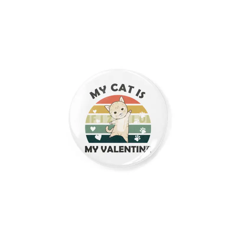 My Cat Is My Valentine Beige Cat Heart Vintage Açacak