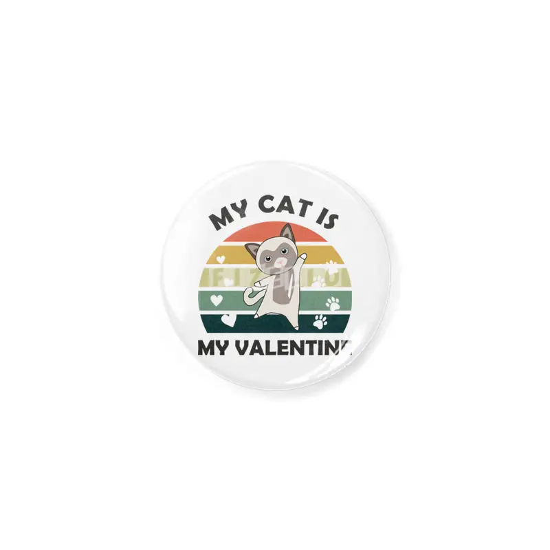 My Cat Is My Valentine Beige Cat Heart Vintage Açacak