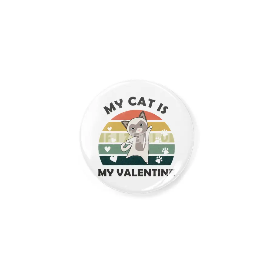 My Cat Is My Valentine Beige Cat Heart Vintage Açacak