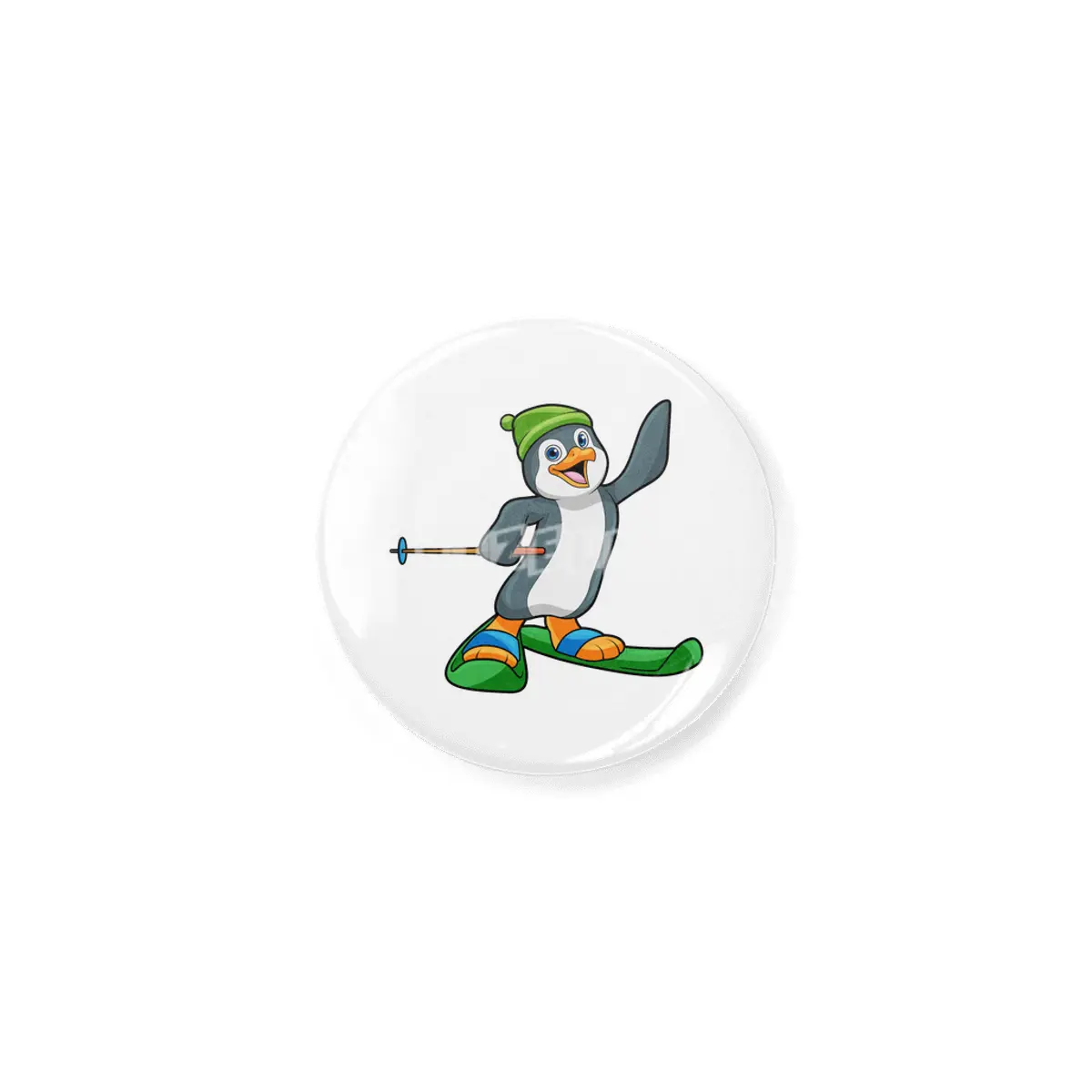 Penguin as Skier with Ski & Cap Açacak
