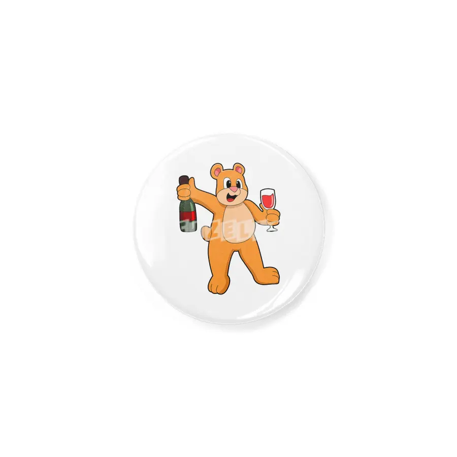 Bear with Glass of Wine & Bottle Wine Açacak