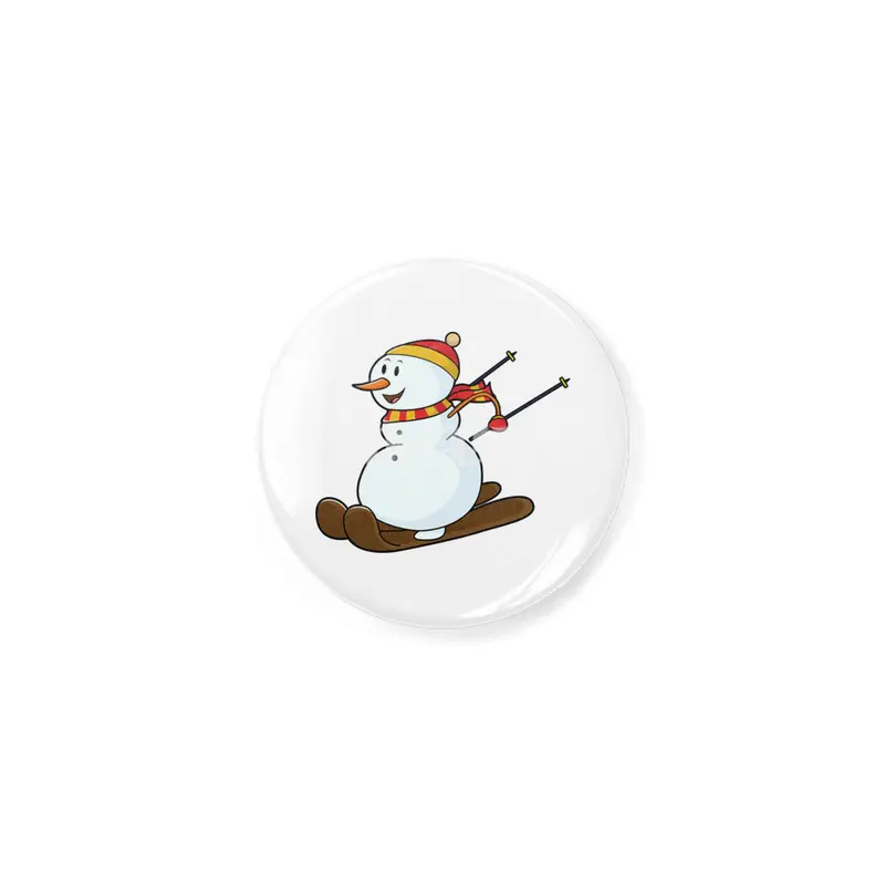 Snowman as Skier with Skis & Cap Açacak