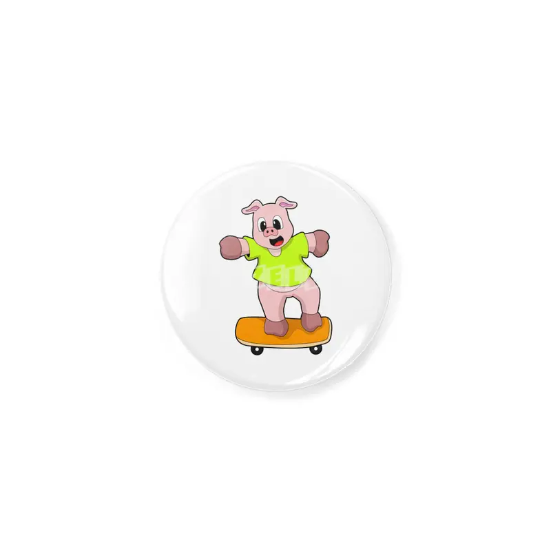 Pig as Skater on Skateboard Açacak