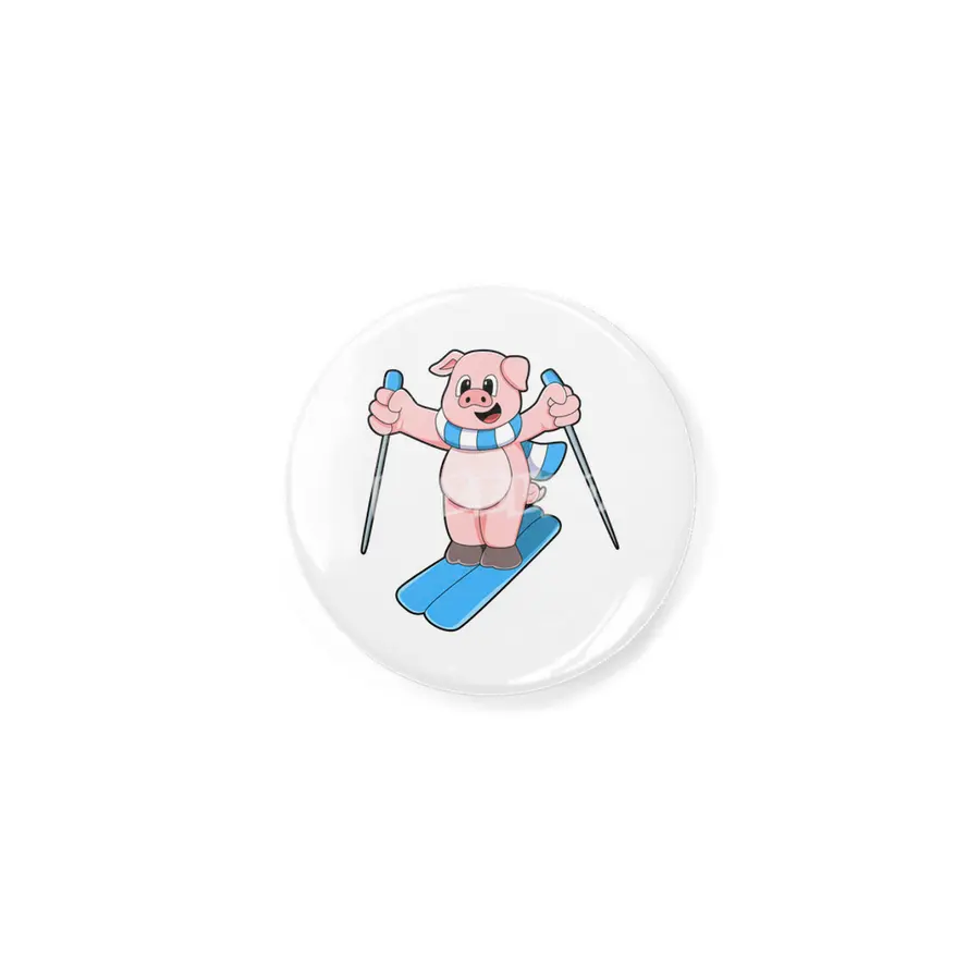 Pig as Skier with Ski Scarf & Ski poles Açacak