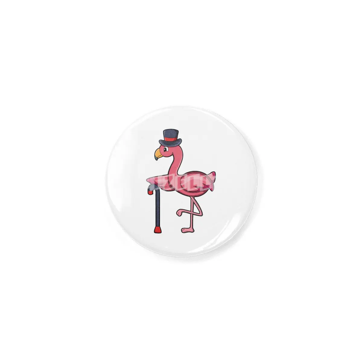 Flamingo as Pensioner with Walking stick & Hat Açacak