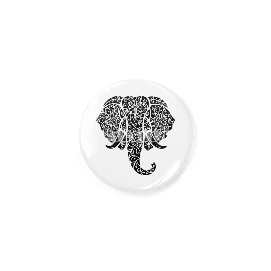 Ornate Elephant (Black on White) Rozet
