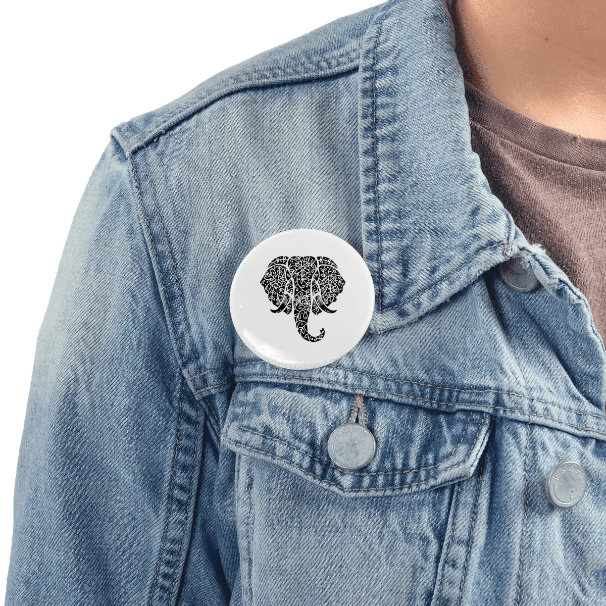 Ornate Elephant (Black on White) Rozet