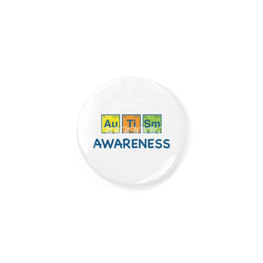 Autism Awareness Light Color Periodic Table Elements Theme for Teachers, Students and Parents Rozet