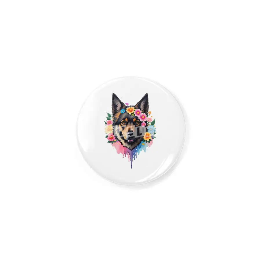 Cute Retro German Shepard Dog with Colorful Flowers Rozet