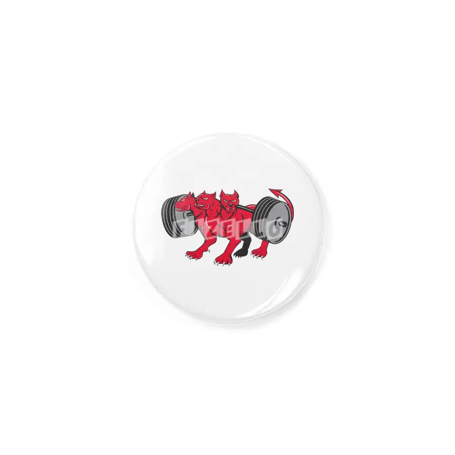 Cerberus Multi-headed Dog Hellhound Powerlifting Barbell Cartoon Rozet
