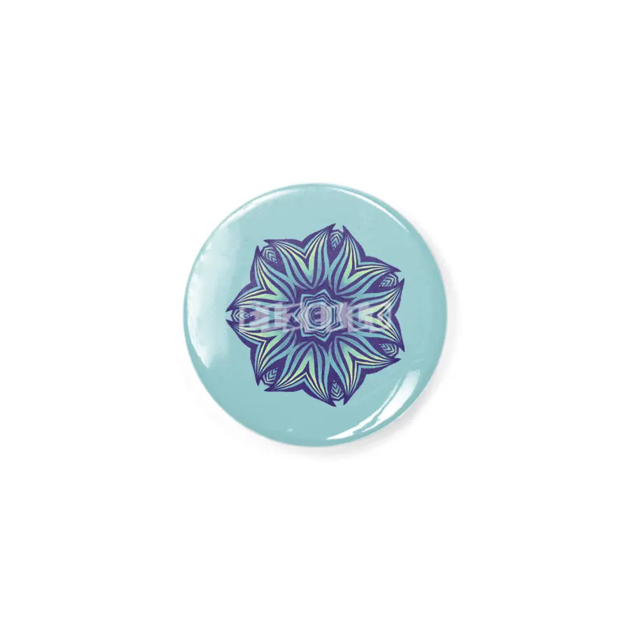 Abstract Flower Mandala Purple Blue Kaleidoscopic Art Rozet