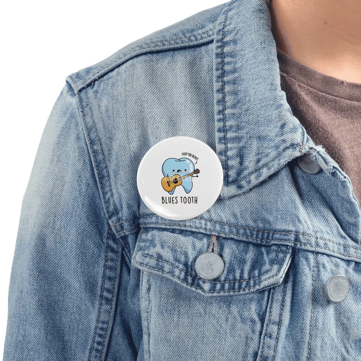 Blues Tooth Cute Music Tooth Pun Rozet