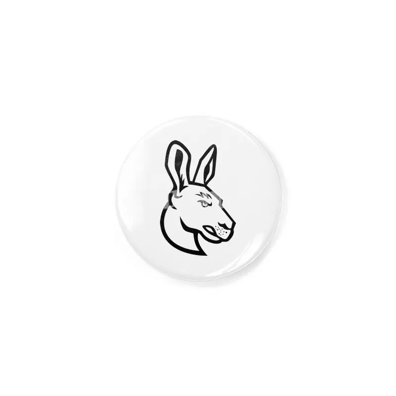 Head of an Angry Kangaroo Side View Mascot Black and White Rozet