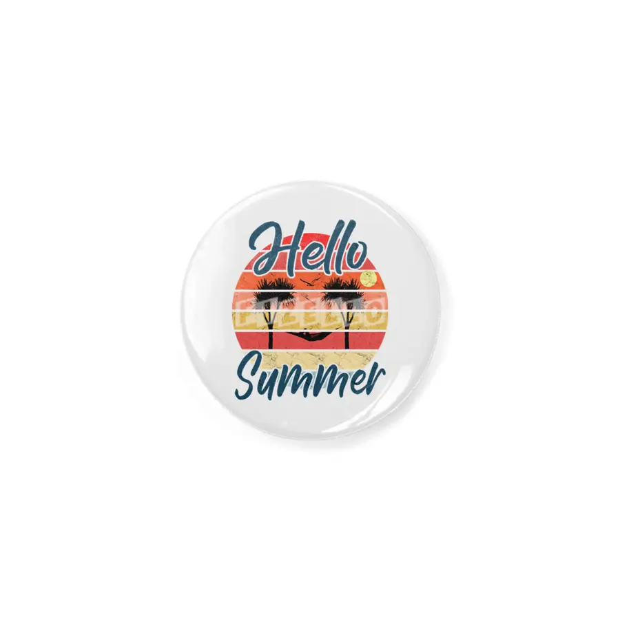 Hello Summer - Palm Trees Hammock Retro Rozet