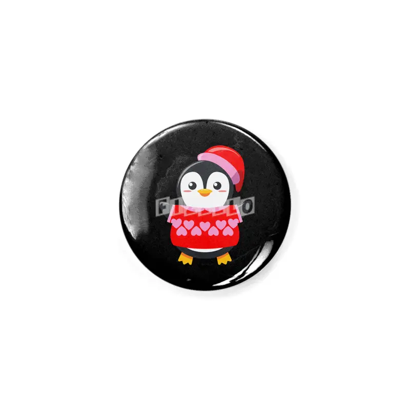 Cute Penguin with a heart sweater and hat Rozet