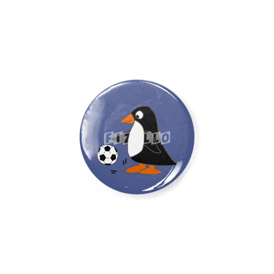 Funny Penguin Playing Soccer Sports Cartoon Rozet