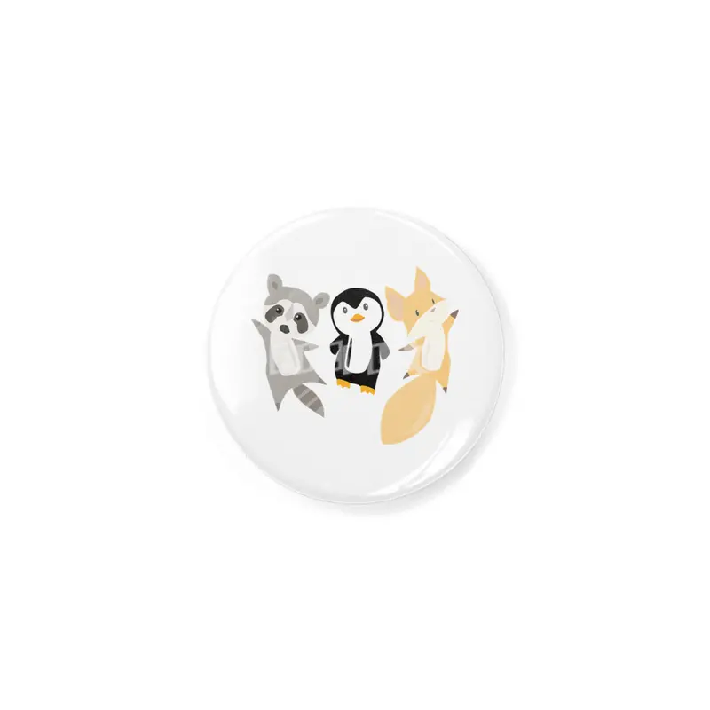 Raccoon Penguin Fox Funny Animals For Kids Rozet