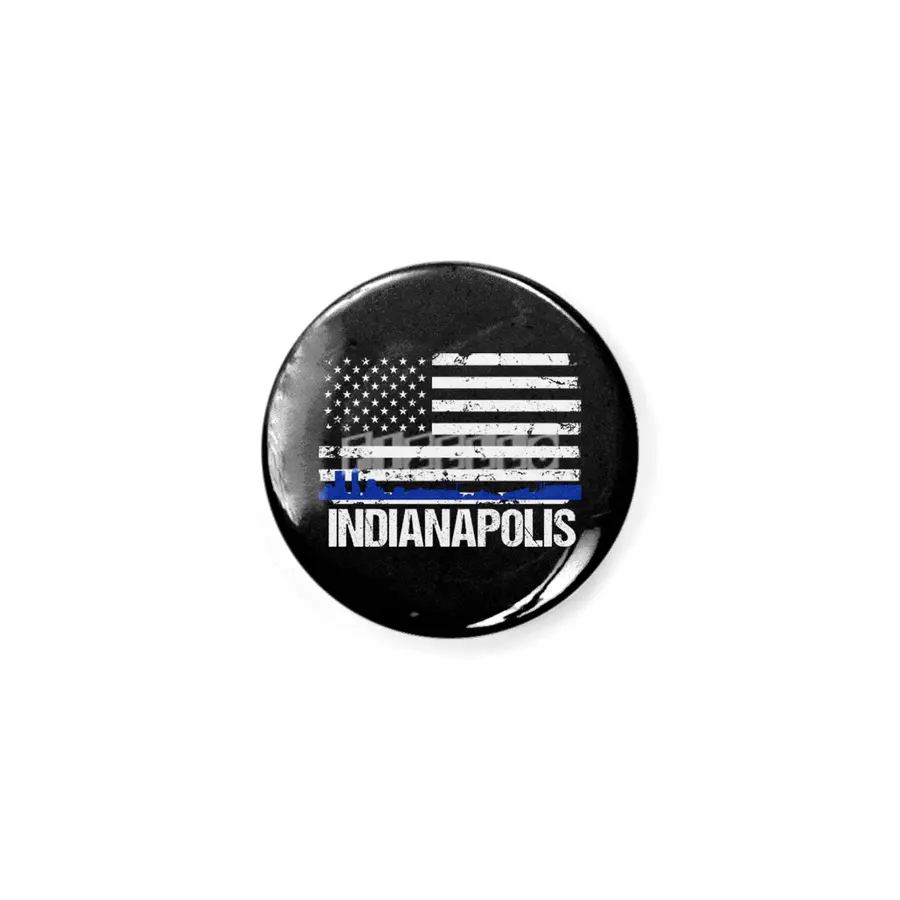 Indianapolis Skyline Silhouette on Distressed American Flag Rozet