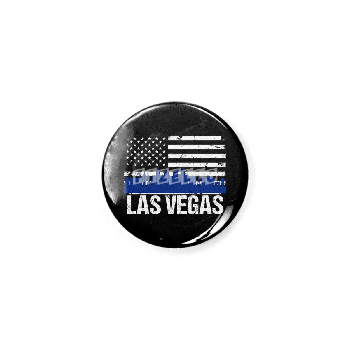 Las Vegas Skyline Silhouette on Distressed American Flag Rozet