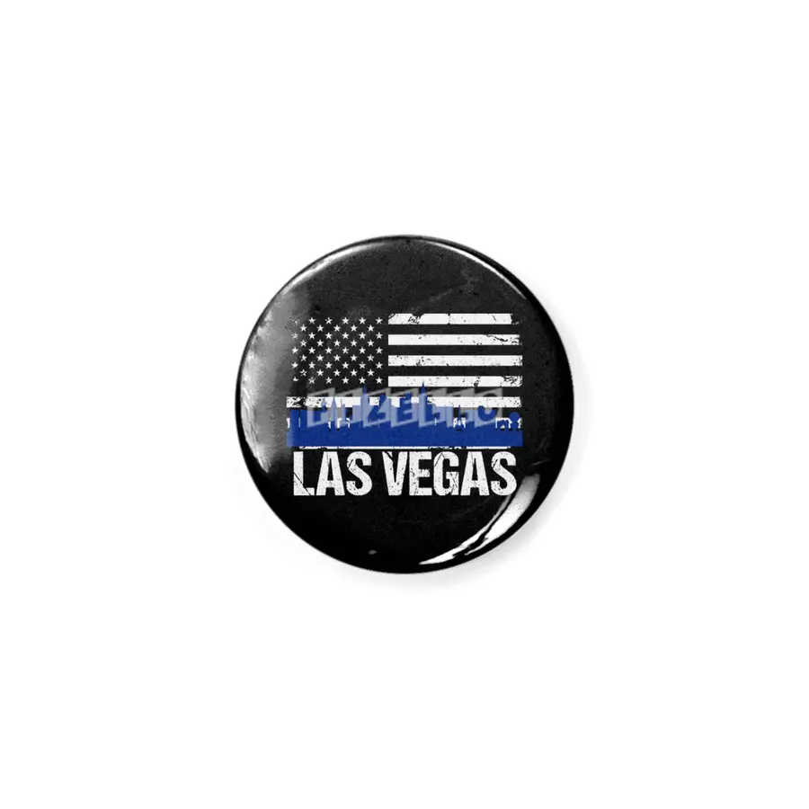 Las Vegas Skyline Silhouette on Distressed American Flag Rozet